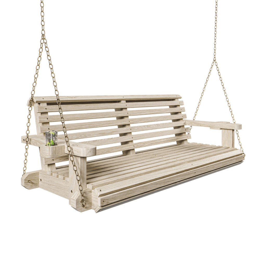 Amish Heavy Duty 700 lb Capacity Roll Comfort Treated Porch Swing - Perfect for Outdoor Patio, Garden, and Backyard Relaxation