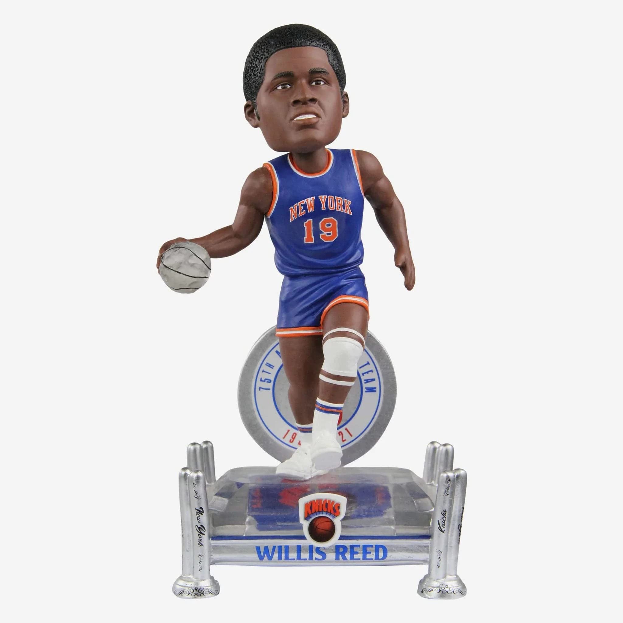 Willis Reed New York Knicks 75th Anniversary Bobblehead NBA Basketball Collectible - Perfect for Sports Fans, Office Decor, and Memorabilia Collections