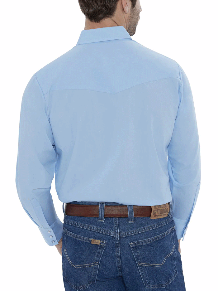 Ely Cattleman 15201905 82 Men's Long Sleeve Solid Western Shirt - Light Blue - Perfect for Rodeo, Country Music Festivals & Western Style Fashion