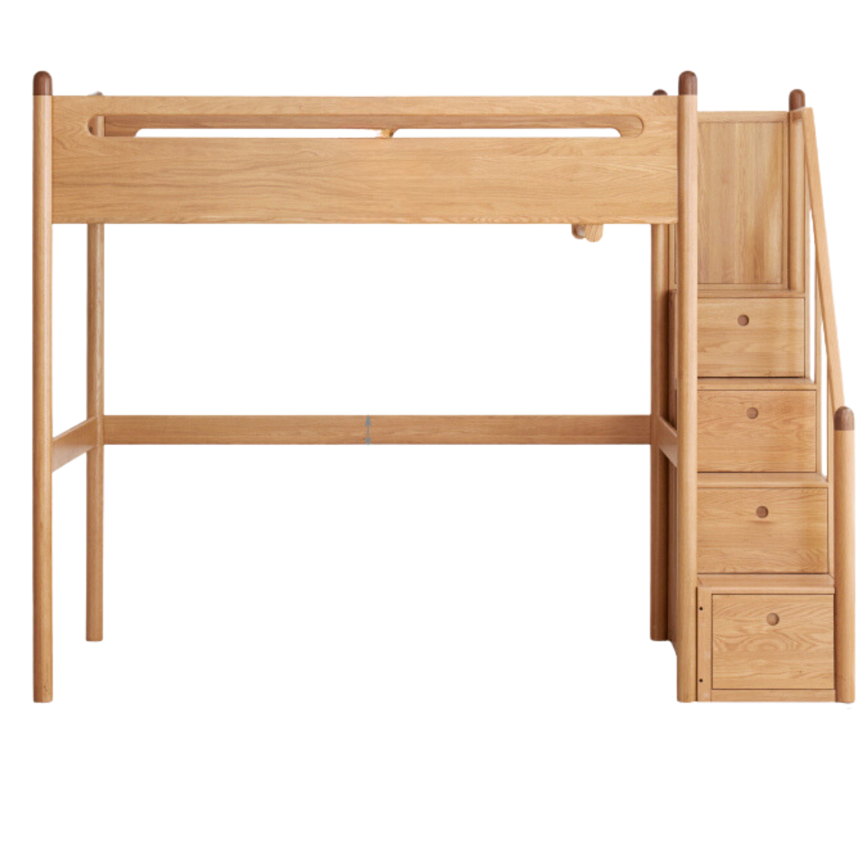 Solid Oak Wood Loft Bed with Storage Cabinet - Space-Saving Furniture for Small Rooms, Kids Bedroom & Dormitory