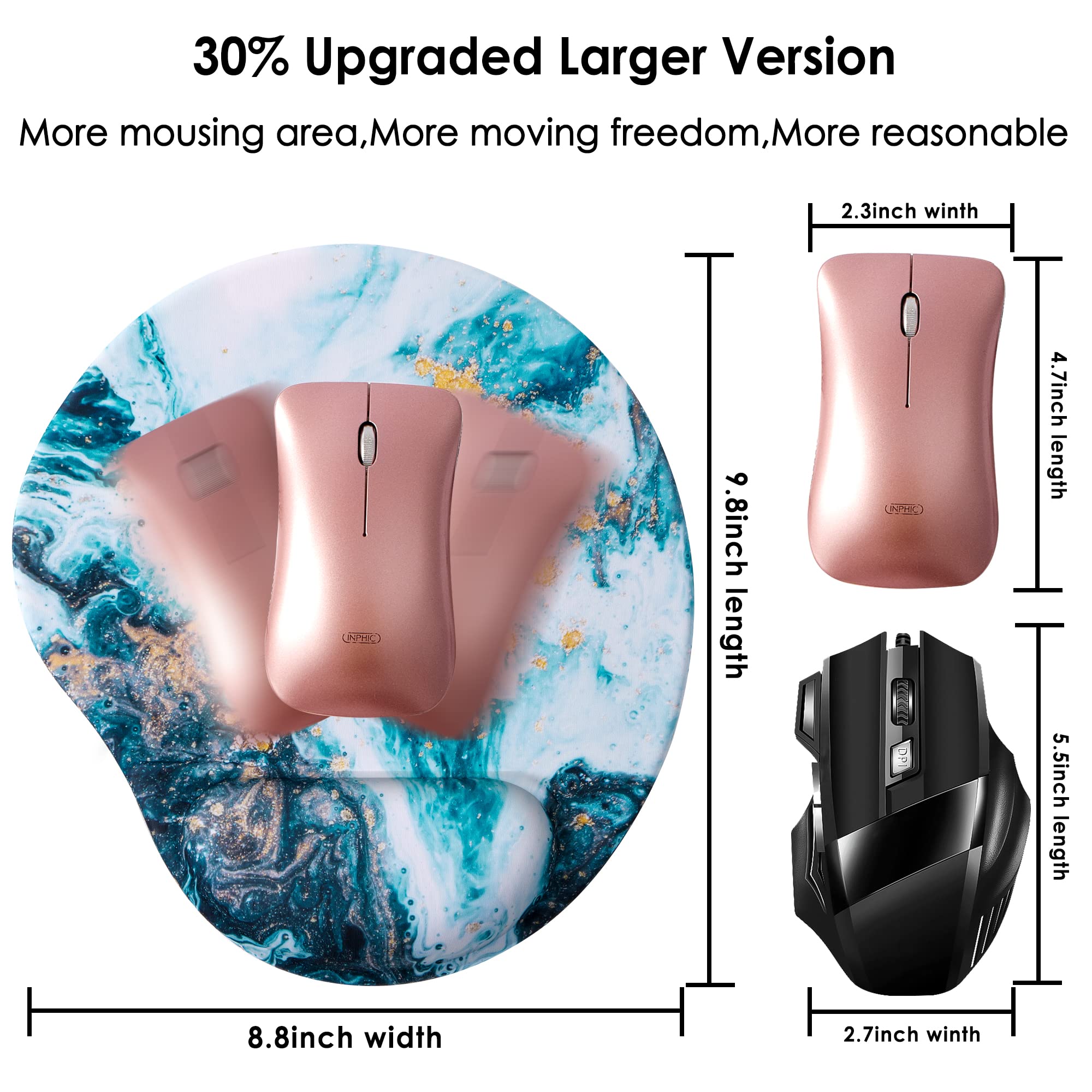 Ergonomic Mouse Pad with Wrist Support - Comfortable Non-Slip PU Base for Home Office, Gaming & Computer Use - Pain Relief Cute Mouse Pad (Blue Marble) | Perfect for Long Hours of Work, Typing & PC Gaming