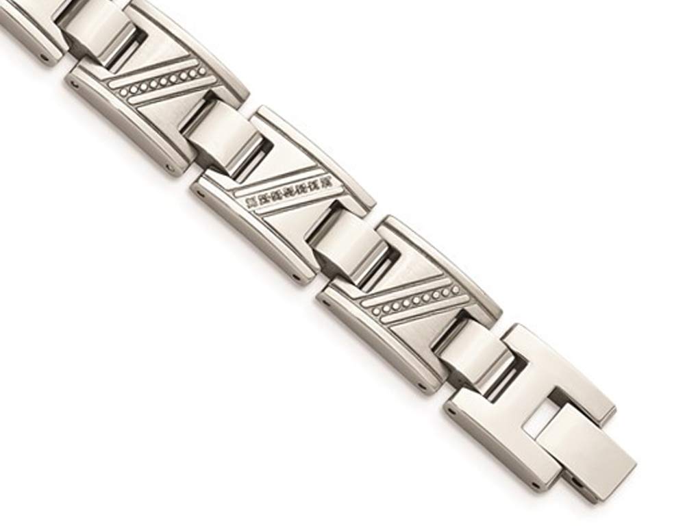 Men's Stainless Steel Bracelet with Accent Diamonds - 8.5