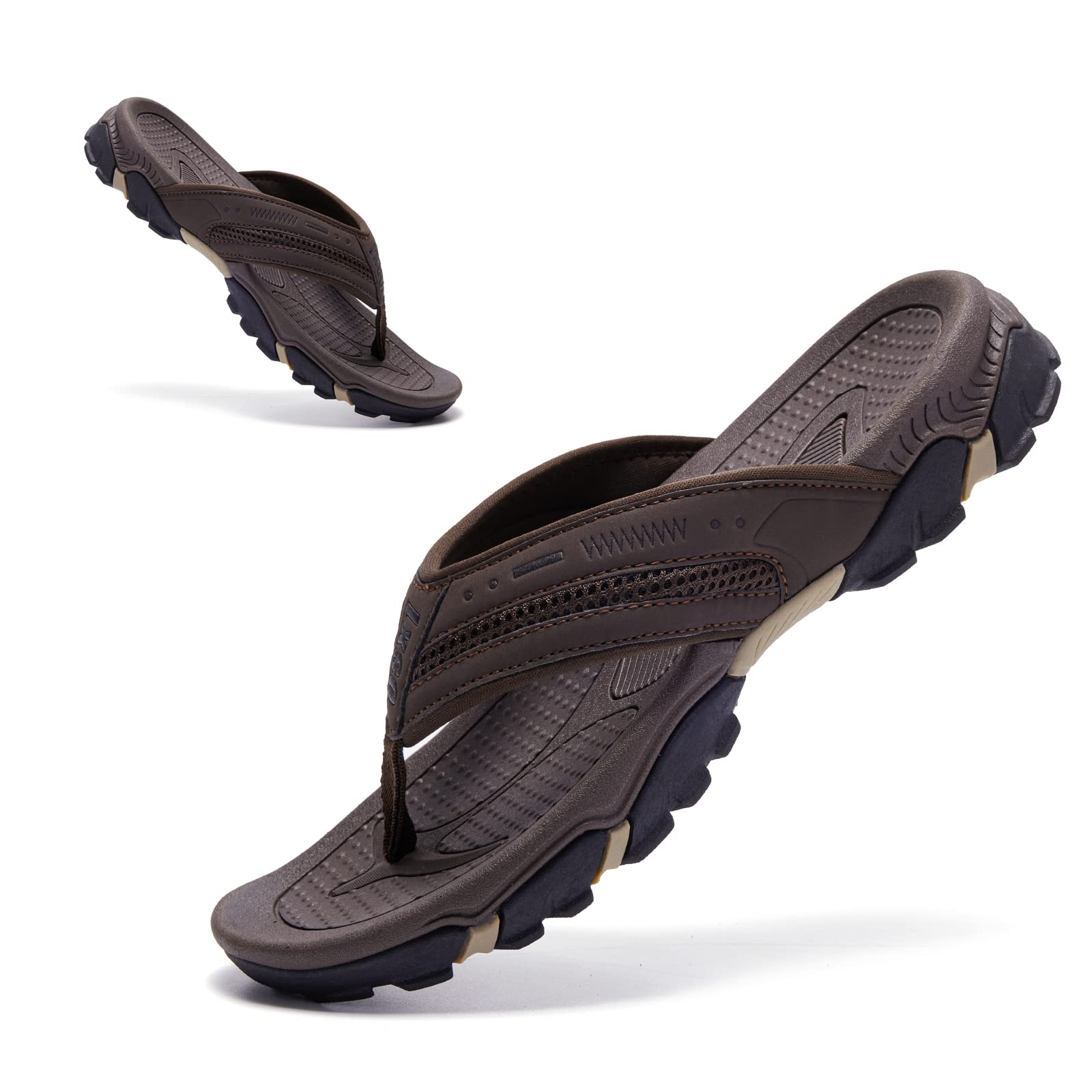 **Men's Arch Support Flip Flops - Water Resistant Beach Sandals & Shower Shoes for Pool, Gym, and Outdoor Comfort**