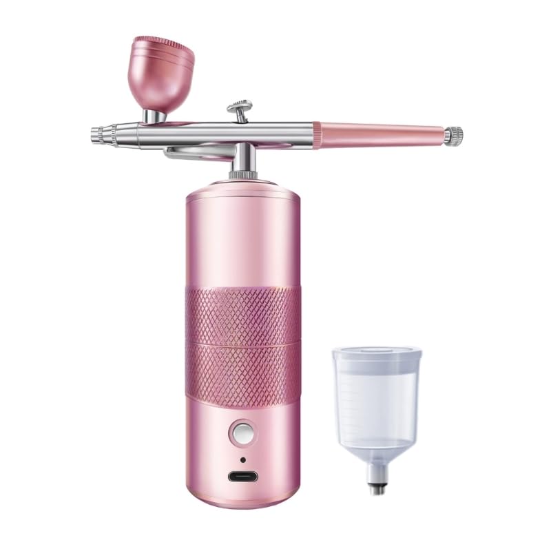 Portable Rechargeable Wireless Double Action Airbrush Kit with Compressor - For Face Makeup, Nail Art & Craft Projects | Perfect for Home Beauty, Professional Salon & DIY Cosmetics