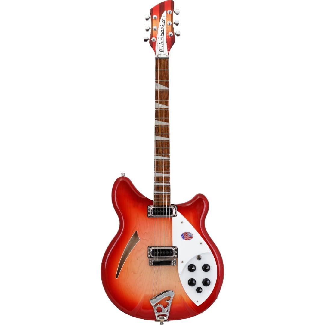 Rickenbacker 360 Semi-Hollow Body Electric Guitar in FireGlo Finish - Vintage Style for Rock, Blues & Indie Music Performances & Studio Recording