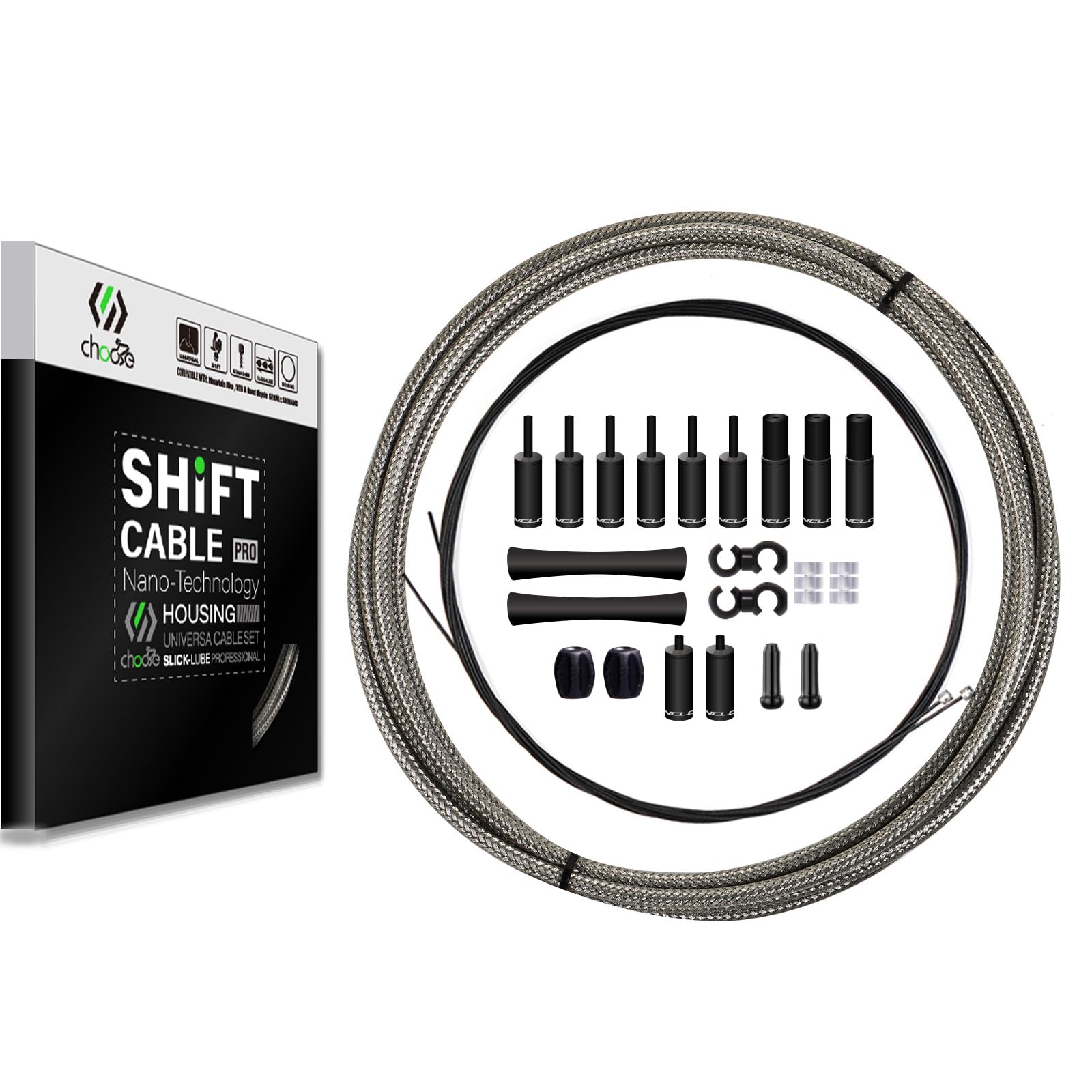 Shimano SRAM Road Bike Derailleur Cable Set - CNC Braided Teflon Coated Gear Cable Housing & Inner Line for Bicycle & Mountain Bike (Black/Gold/Silver/Titanium) - Perfect for Smooth Shifting on Road & Trail Rides