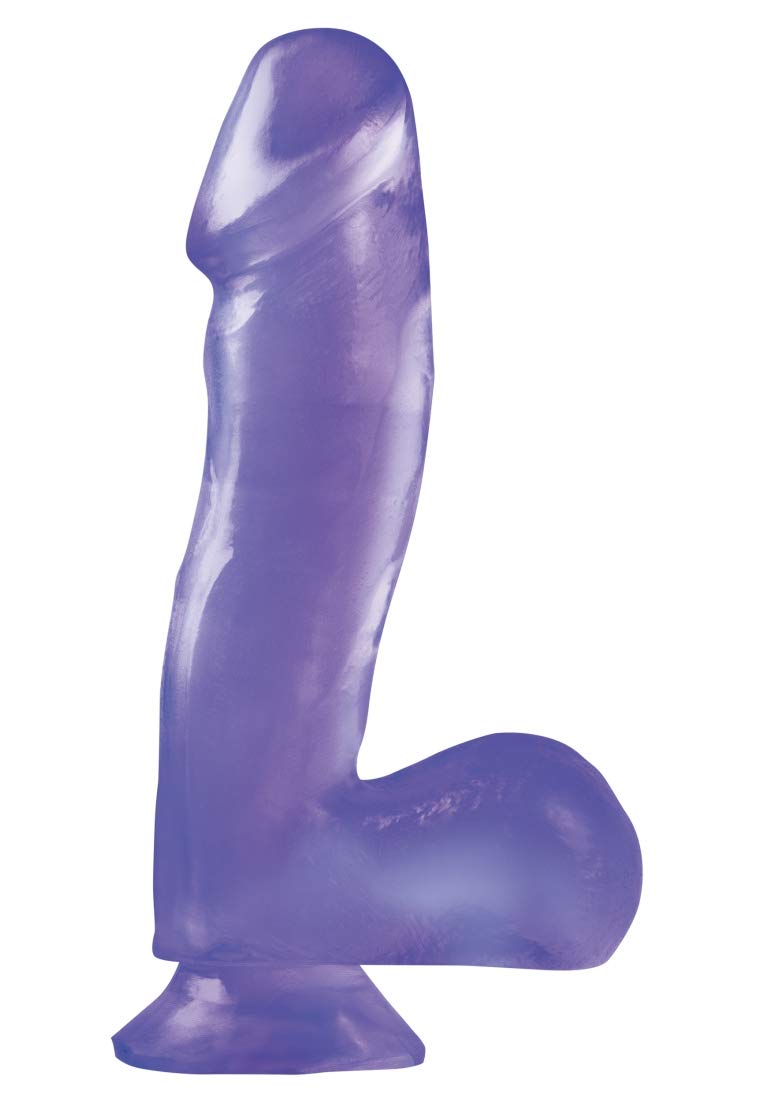 Basix Rubber Works 6.5 Inch Realistic Dildo with Strong Suction Cup - Purple Adult Toy for Solo Play, Couples Use & BDSM Scenes