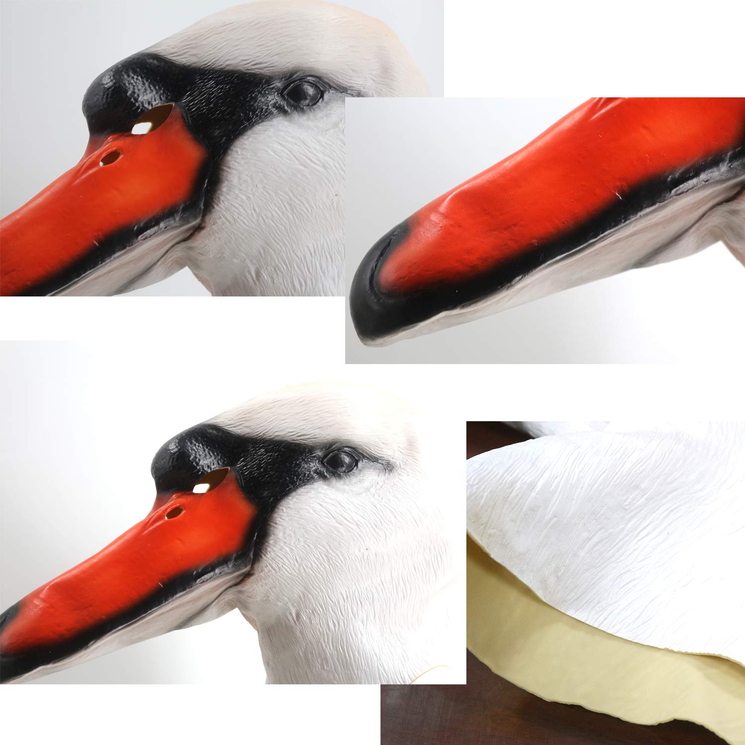 Realistic Swan Latex Mask - White Bird Cosplay for Carnival & Parties