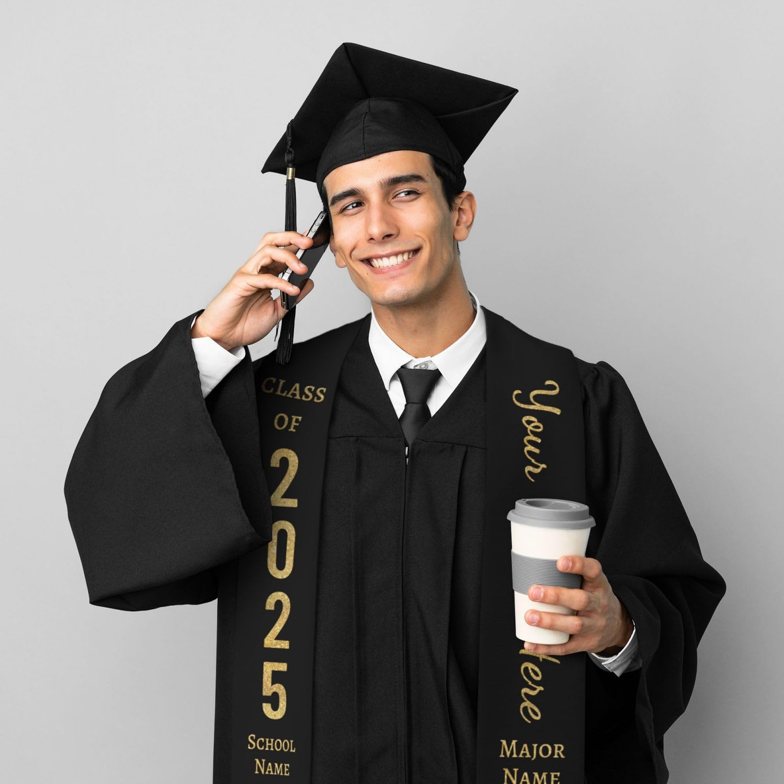 Custom Graduation Stoles with Name & Photo - Personalized Class of 2025 Graduation Stole - Perfect for High School & College Graduation Ceremonies, Commencement Photos & Graduation Gifts