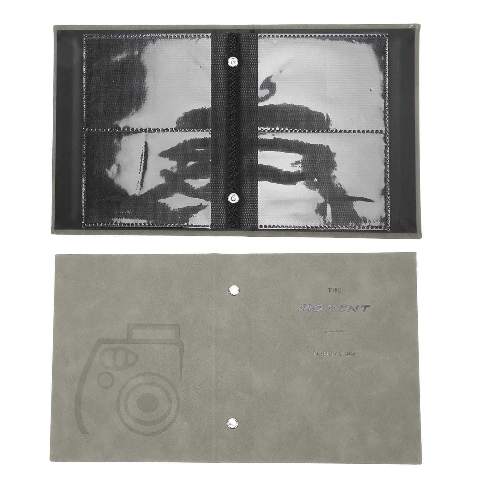 64-Pocket Photo Album - Universal 3in Photo Paper Compatible, Durable Protective Scrapbook for Pictures (Grey) | Perfect for Family Memories, Wedding Photos & Travel Snapshots