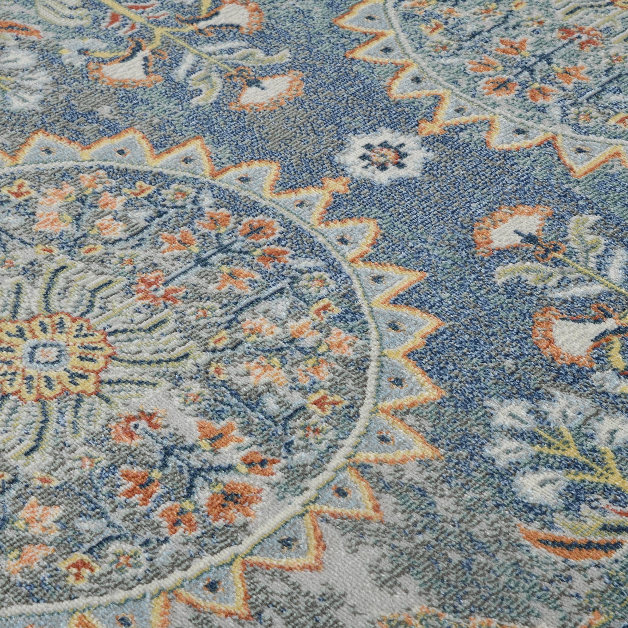 AMER Rugs Bohemian Marco Collection 5x7 Indoor/Outdoor Area Rug - Blue | Non-Slip Living Room, Bedroom, Dining Room & Kitchen Rug | Perfect for Boho Home Decor & High Traffic Areas