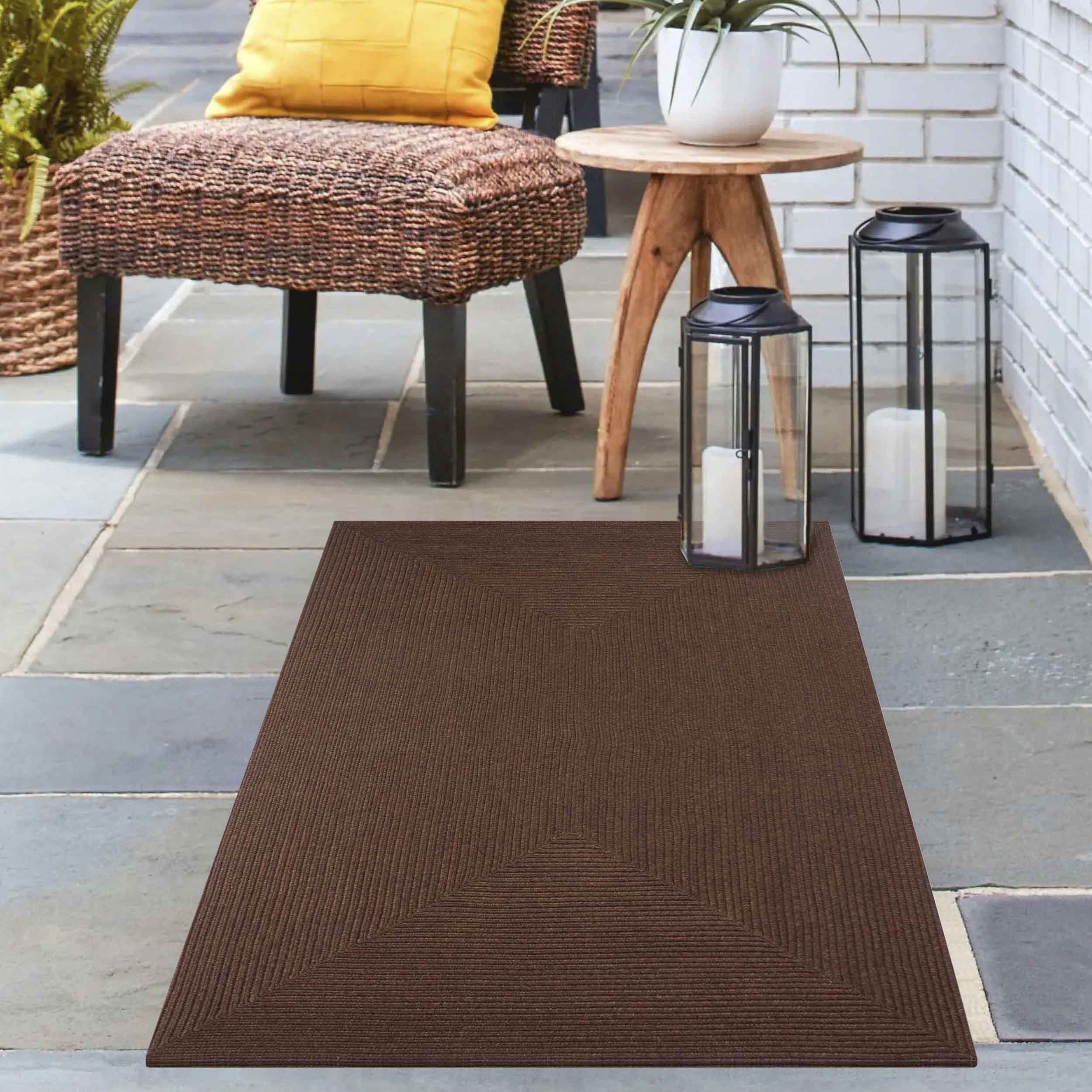 Bohemian Rectangle Indoor Outdoor Rugs - Solid Braided Jute Area Rug for Living Room, Bedroom, Patio & Deck - Non-Slip Eco-Friendly Home Decor