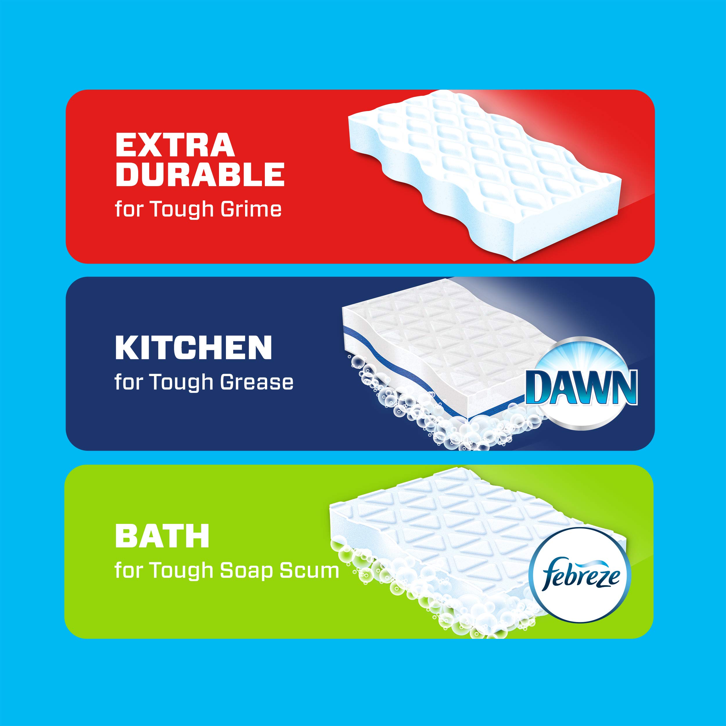Mr. Clean Magic Eraser Sponge Variety Pack - 6ct Multi-Purpose Cleaning Pads for Kitchen, Bathroom, Walls & More - Heavy Duty Stain Remover for Tough Messes