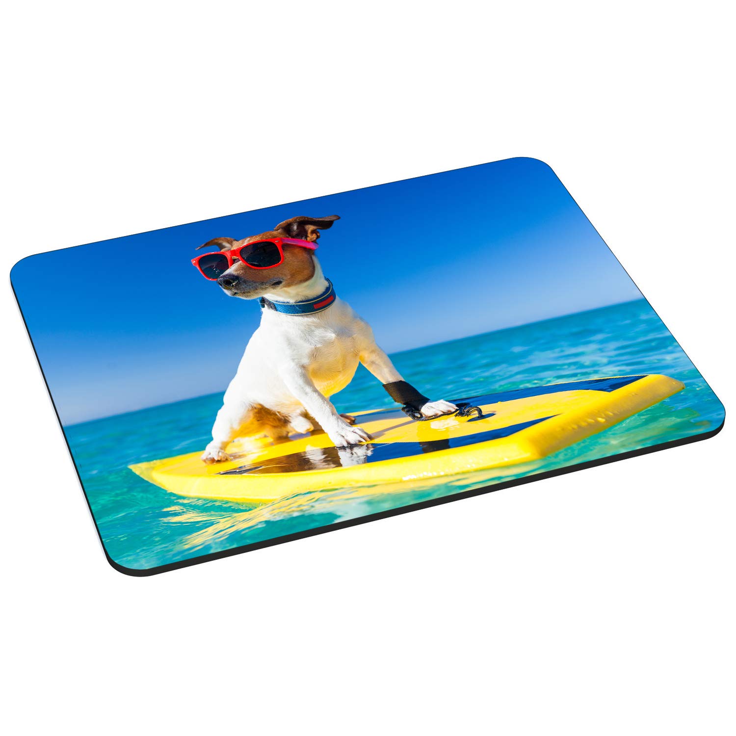 Neoprene Mouse Pad with Surfer Dog Design - Non-Slip, Waterproof Desk Accessory for Gaming, Office & Home Workspace