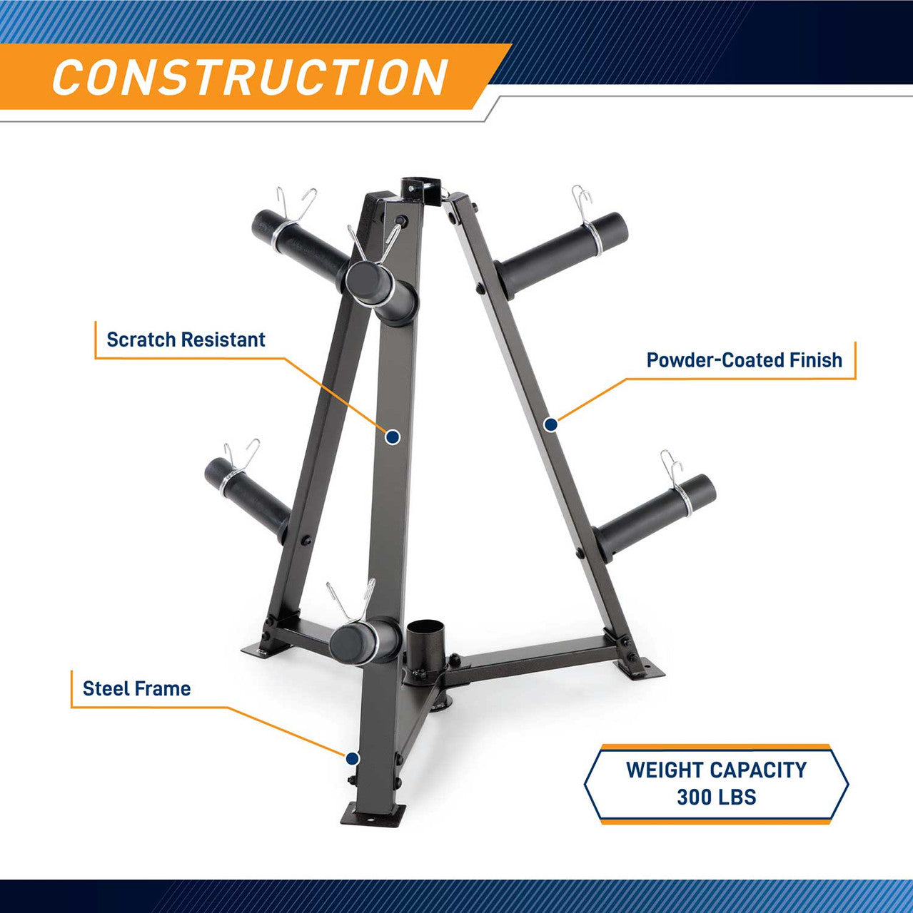 Marcy 6 Peg Olympic Weight Plate Tree & Vertical Bar Holder - Heavy Duty Gym Equipment for Weight Plates & Barbells Storage | Perfect for Home Gym, CrossFit & Commercial Fitness Centers