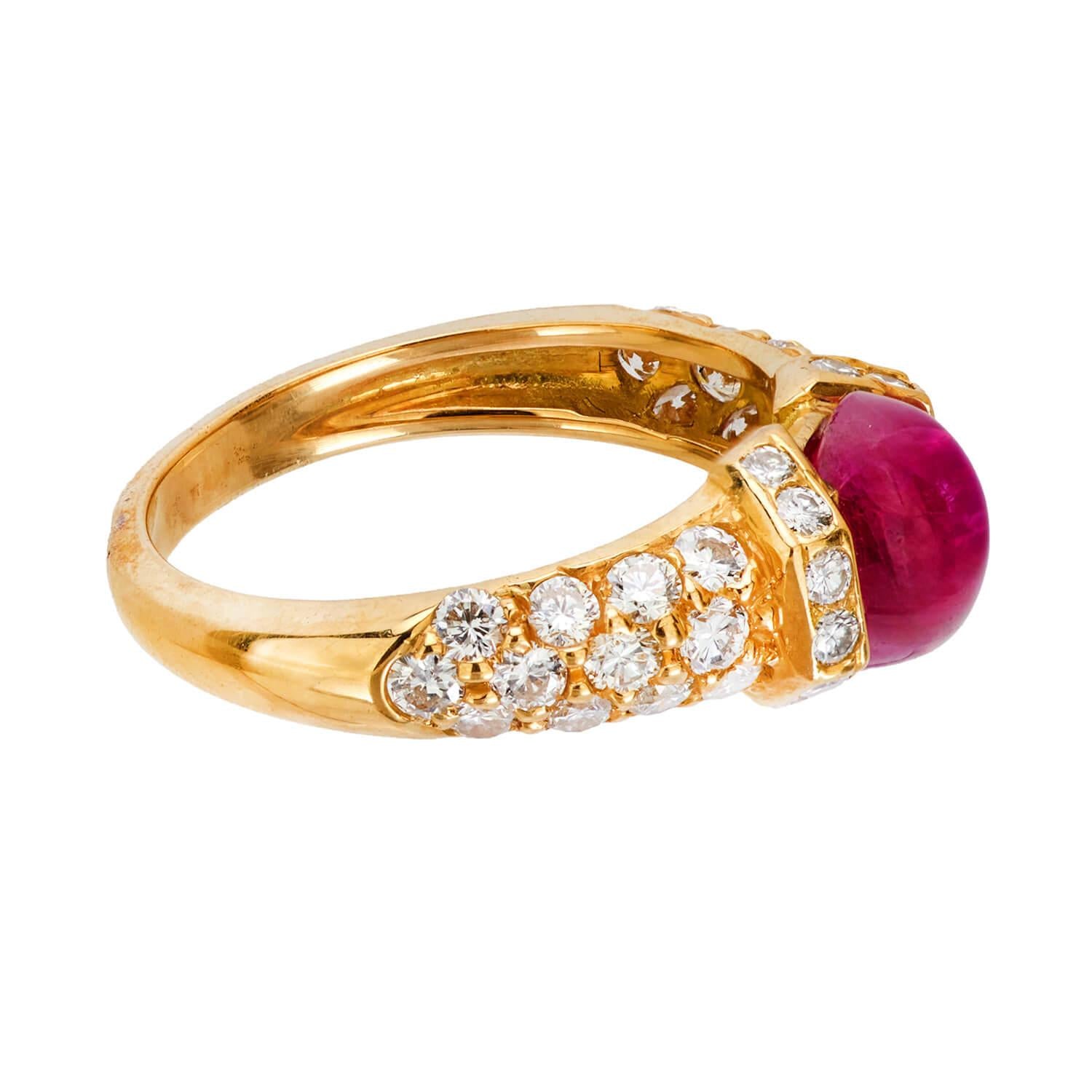Vintage 18k Gold Ruby and Diamond Ring for Women - Elegant Jewelry Gift for Anniversary, Engagement & Special Occasions