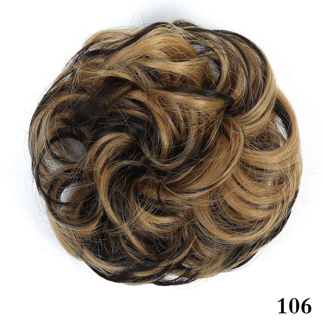 Heat Resistant Synthetic Hair Scrunchie Wrap Ring for Curly Hair - Soft Rubber Band Chignon Bun Maker (Pack of 3) | Perfect for Workouts, Office & Everyday Hairstyles