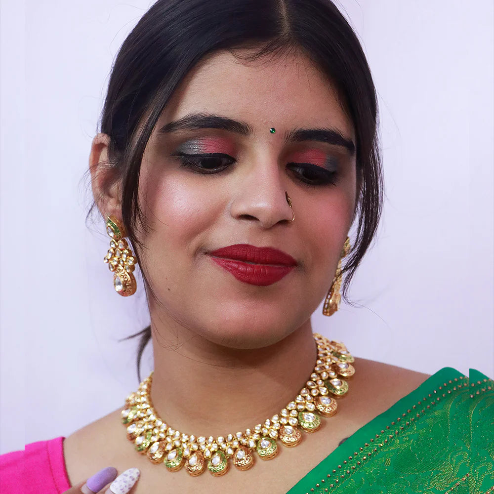 Exquisite Designer Gold Plated Royal Kundan Necklace (D536) - Elegant Indian Jewelry for Weddings, Parties & Special Occasions