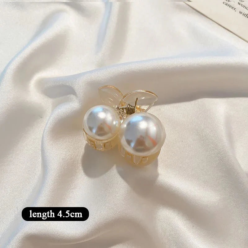 Elegant Large Pearl Hair Claws for Women - Korean Style Acrylic Hair Clips, Big Size Barrettes & Shark Clips - Fashion Hair Accessories for Parties, Weddings & Daily Styling