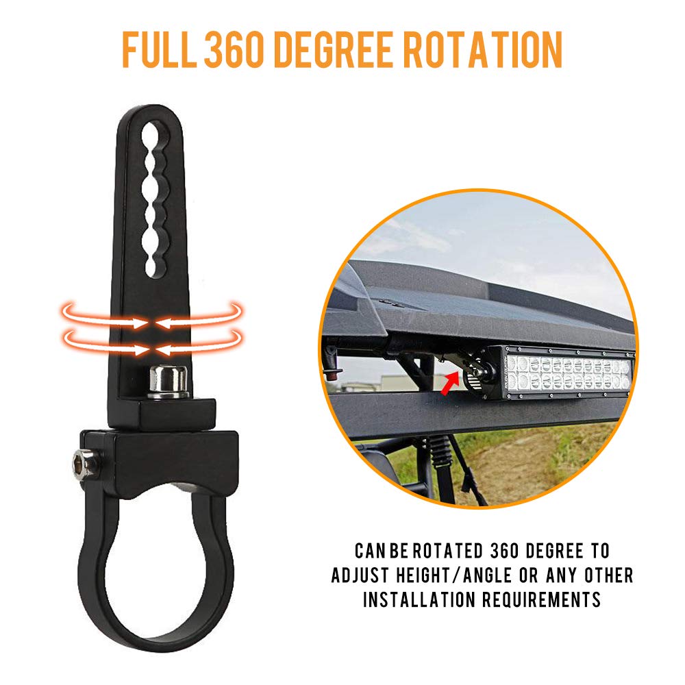 Auxbeam 1.75 Inch Universal Bull Bar Roll Cage Clamps - Heavy Duty Mounting Bracket Kit for LED/HID Light Bars on Jeep Wrangler, Trucks & Off-Road Vehicles (2 Pack) - Perfect for Night Off-Roading, Camping & Emergency Lighting