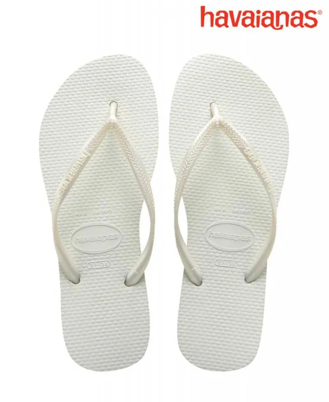 Havaianas Men's Slim Flip Flops - White Pearl Comfortable Sandals for Beach, Pool & Summer Outdoor Activities