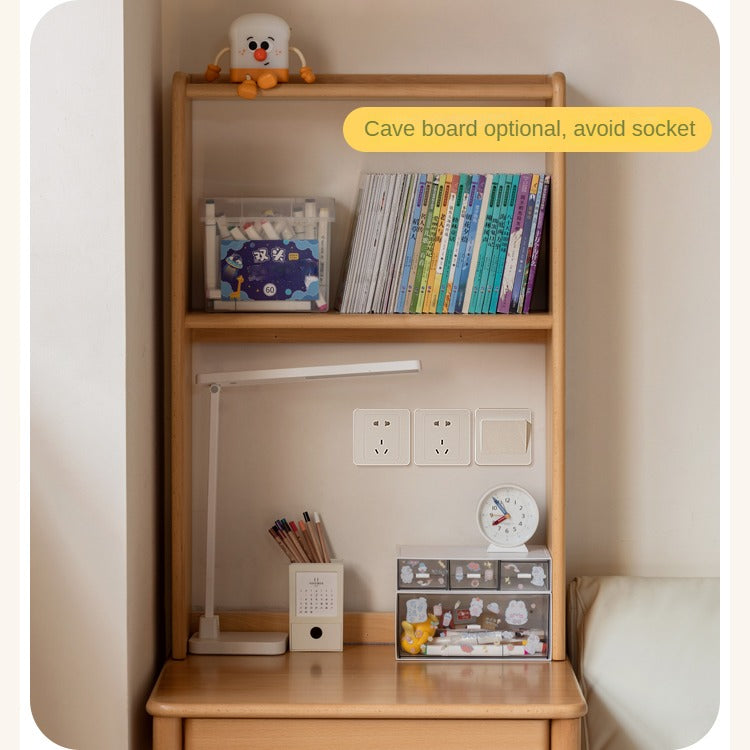 Solid Wood Beech Rubber Children's Study Desk with Bookshelf - Perfect for Kids' Bedroom, Homeschooling & Reading Nook