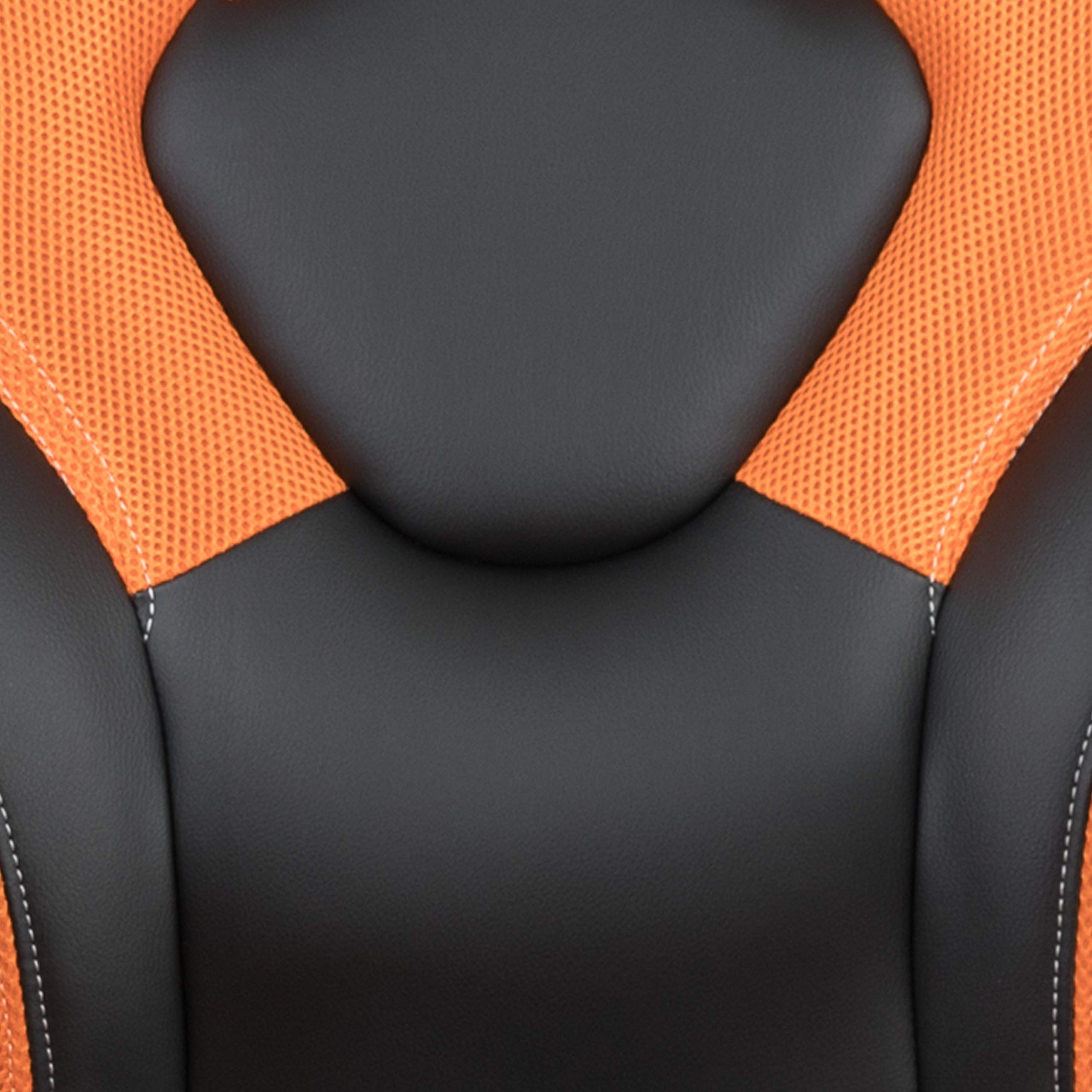 Flash Furniture Optis Black Gaming Desk and Orange/Black Racing Chair Set with Cup Holder, Headphone Hook & 2 Wire Management Holes - Perfect for Home Office, Gaming Setup & Esports Tournaments