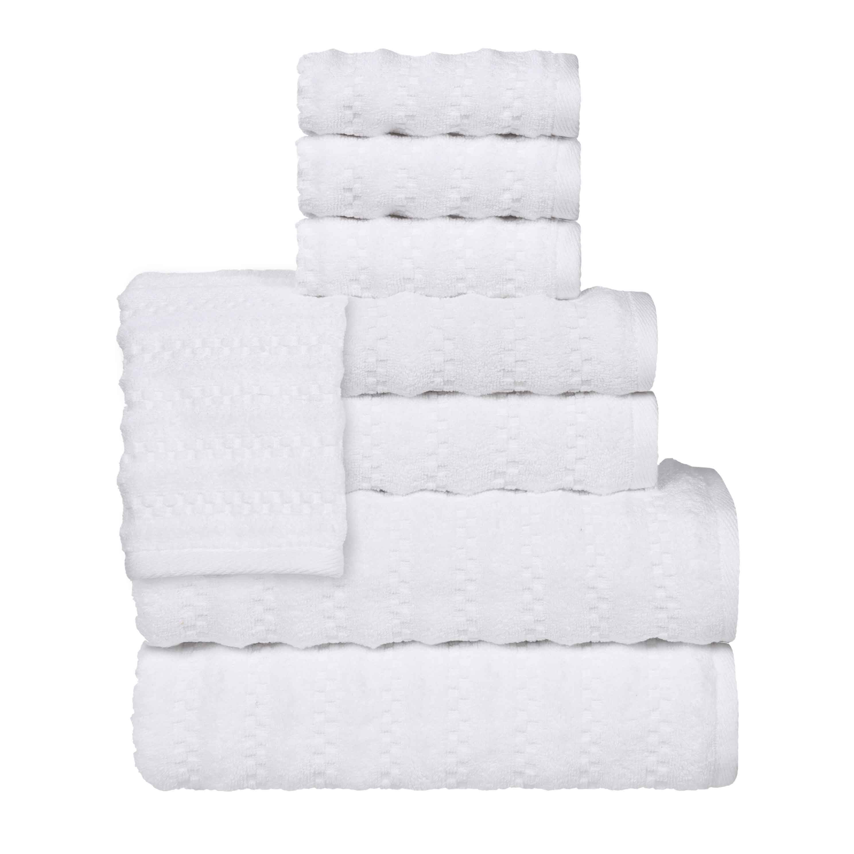 Zuma Zero Twist Cotton Medium Weight Soft Absorbent 8-Piece Bath Towel Set - Premium Luxury Towels for Spa, Gym, Beach & Guest Bathrooms