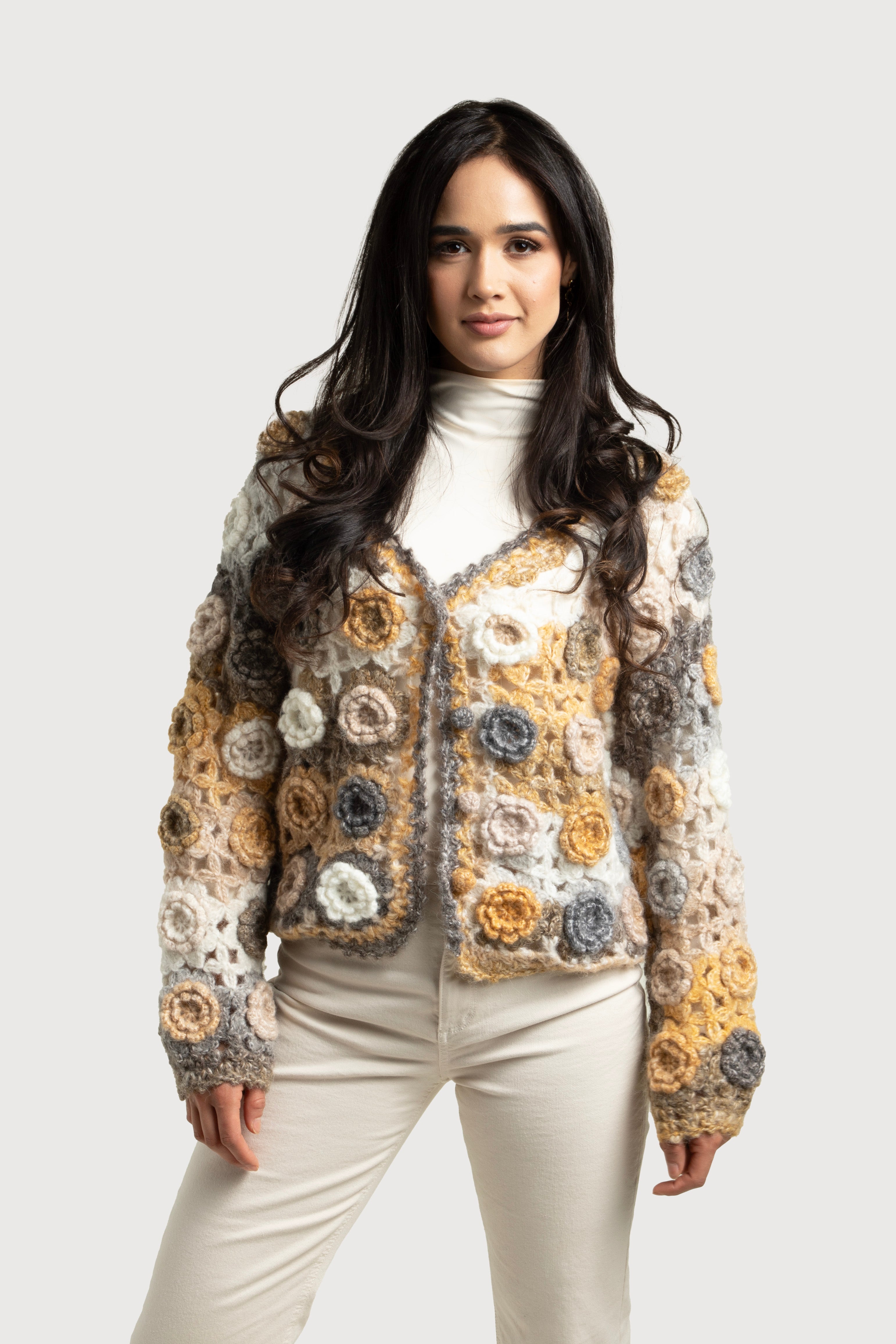 Crochet Floral Pattern Cardigan for Women - Boho Lace Knit Sweater - Lightweight Open Front Cover Up for Spring & Summer - Perfect for Beach, Vacation, and Casual Outings