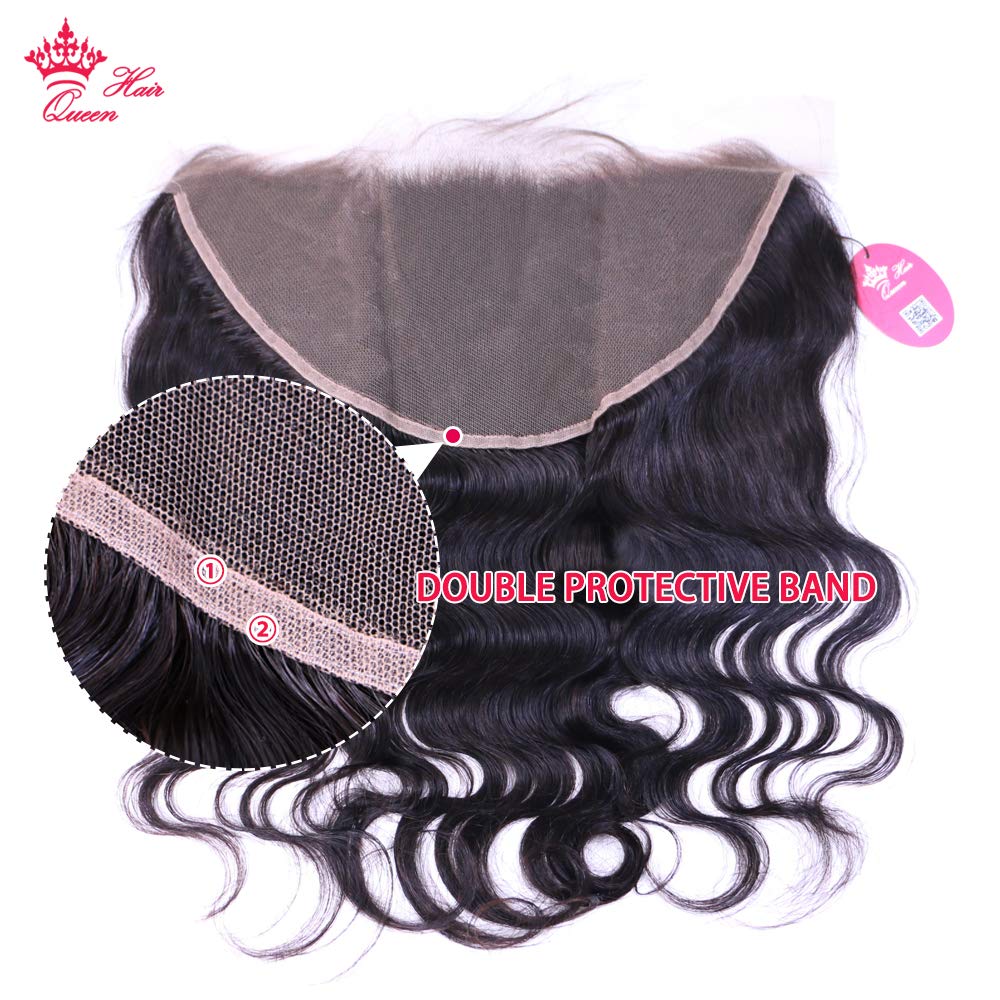 13x6 Brazilian Virgin Body Wave Lace Frontal Closure - 150% Density Human Hair Extensions with Bleached Knots & Baby Hair | Queen Hair Products | Natural Color 12 Inches | Perfect for Protective Styles, Weaves & Everyday Glam