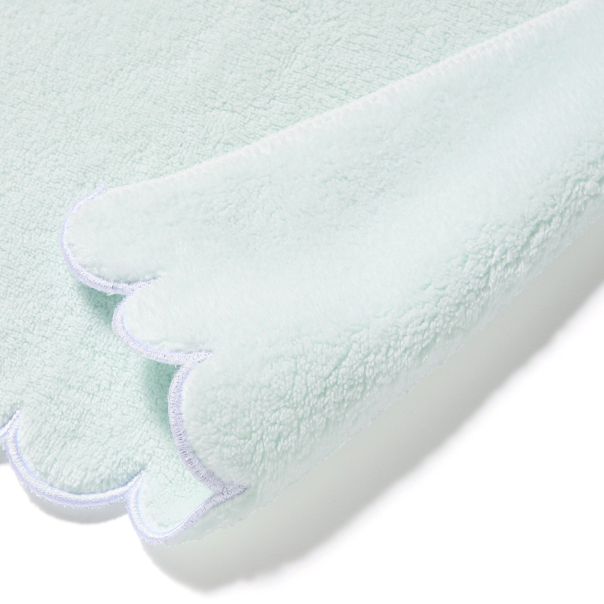 Premium Microfiber Face Towel - Soft Scallop Edge, Green | Gentle Exfoliating & Makeup Removal | Perfect for Skincare, Gym & Travel