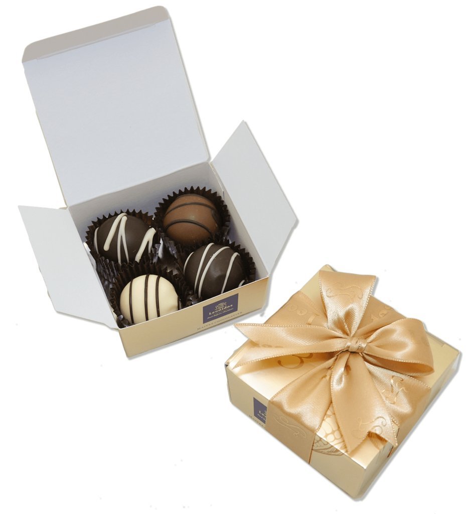 Leonidas Belgian Chocolate Party Favors - 20 x 4 Piece Gold Gift Boxes for Weddings, Birthdays & Corporate Events