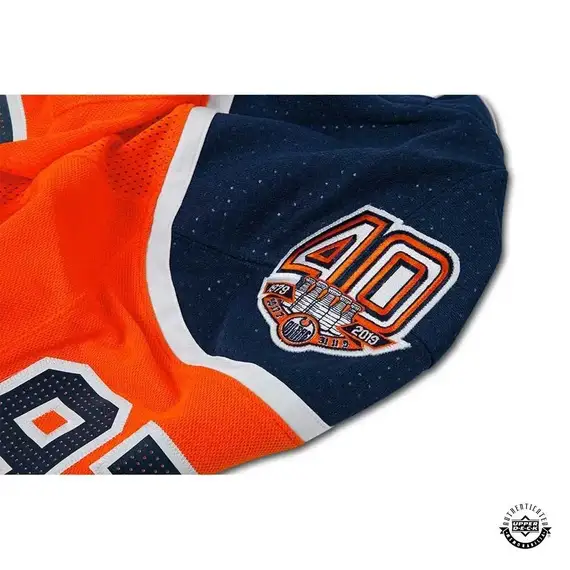 Connor McDavid Autographed Edmonton Oilers Orange Jersey - Upper Deck Authenticated with 40th Anniversary Patch - Perfect for Hockey Fans, Collectors & Game Day Wear