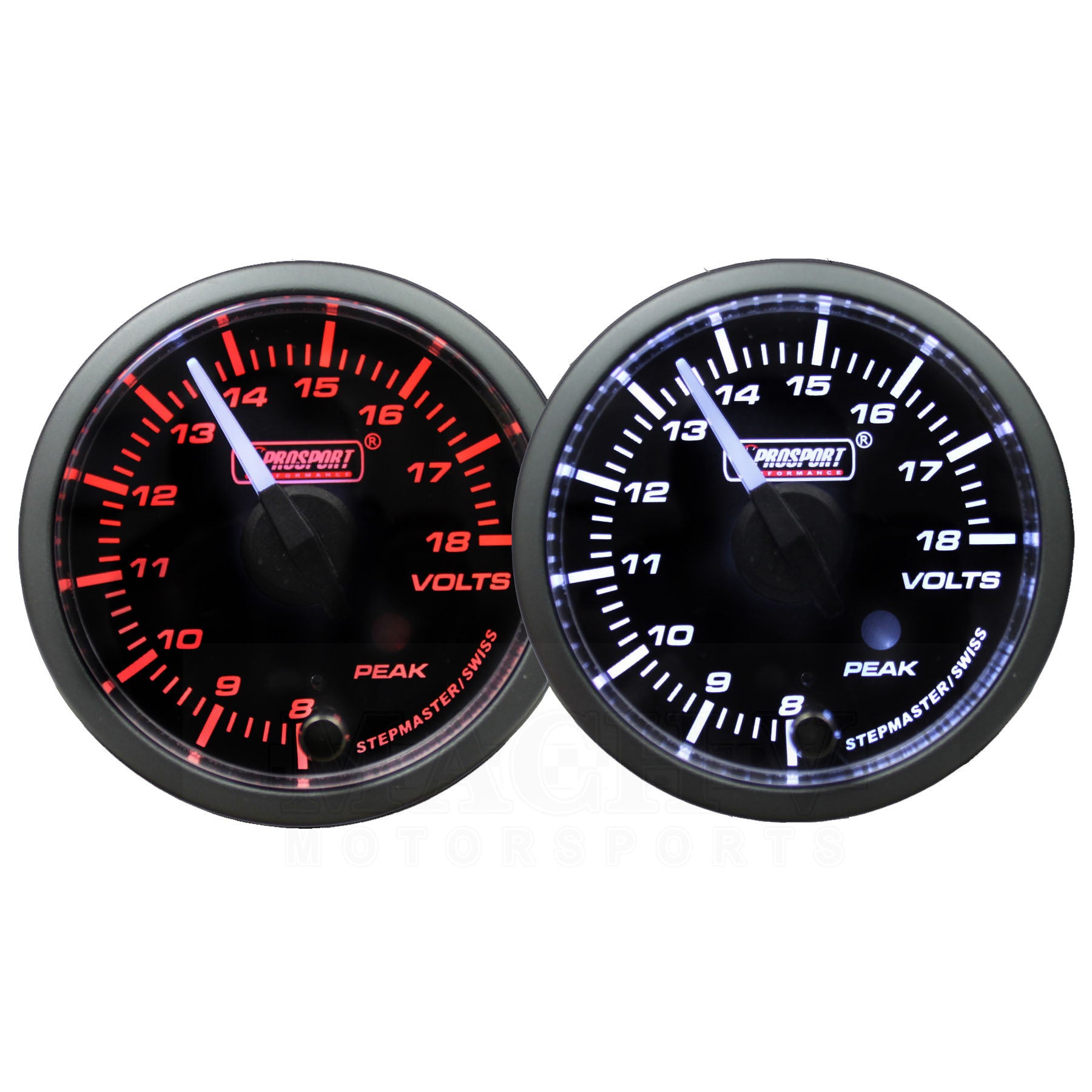 Prosport 52mm White Pointer Amber/White Volt Gauge - High Performance Car Voltage Meter for Automotive, Marine & Motorcycle Use