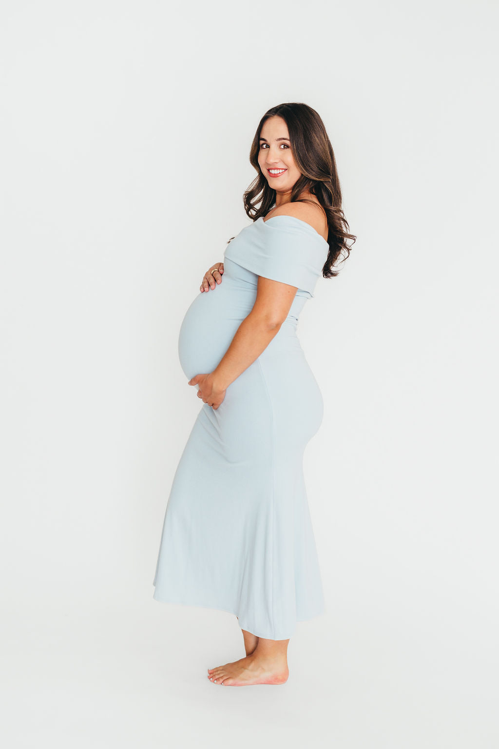 Monroe Maxi Dress in Blue - Bump Friendly Maternity Dress for Women | Flowy Summer Dress for Pregnancy, Beach, Vacation & Special Occasions