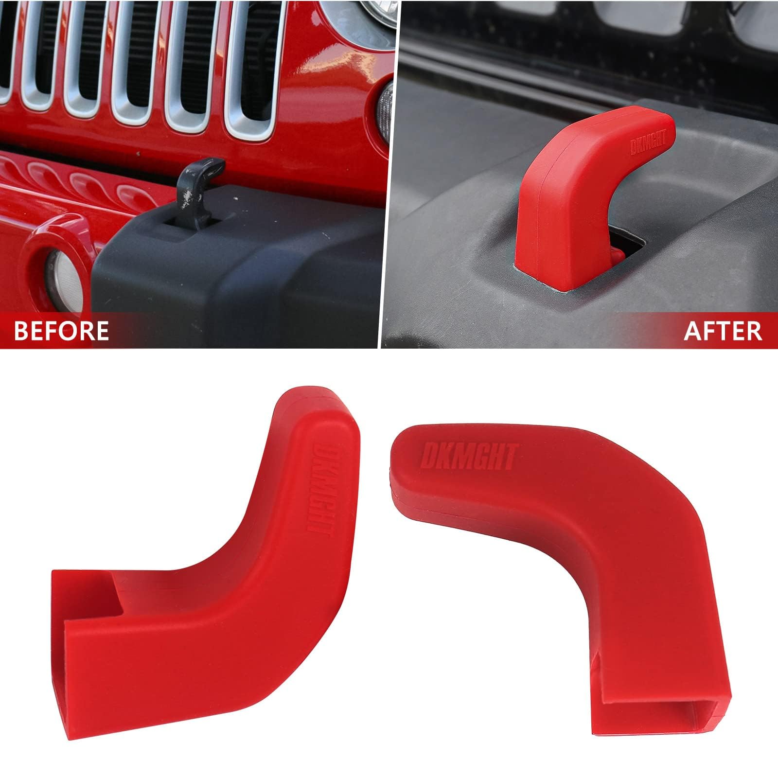 Upgraded Factory Bumper Tow Hook Covers for Jeep Wrangler JK JL Gladiator TJ (2007-2022) - Red Protective Accessories for Off-Roading & Daily Driving