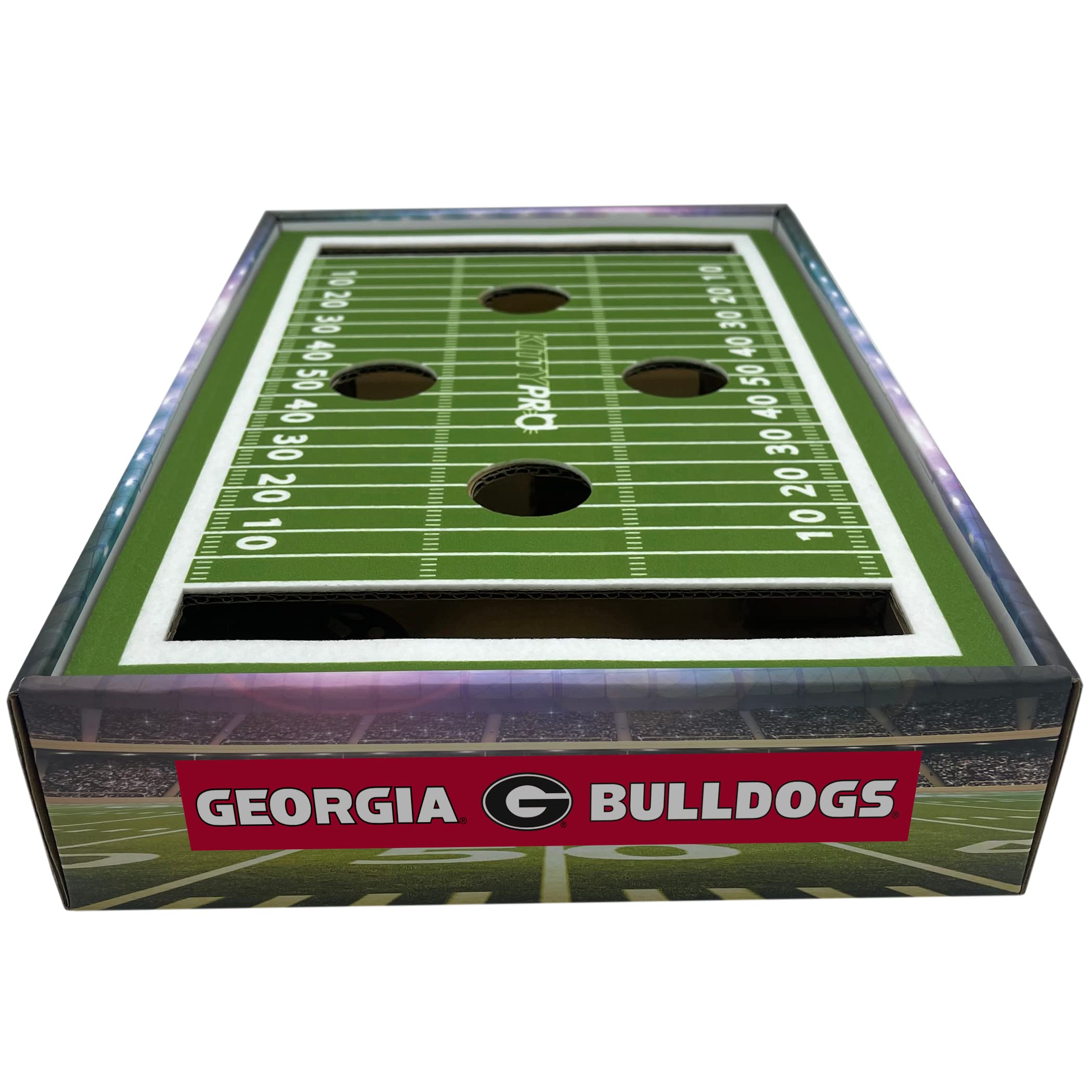 NCAA Georgia Bulldogs Cat Scratcher Box - Football Field Designed Cat Toy & Lounge for Game Day - Durable Pet Scratcher with Scratching Post - Perfect for Playtime, Relaxation & Team Spirit