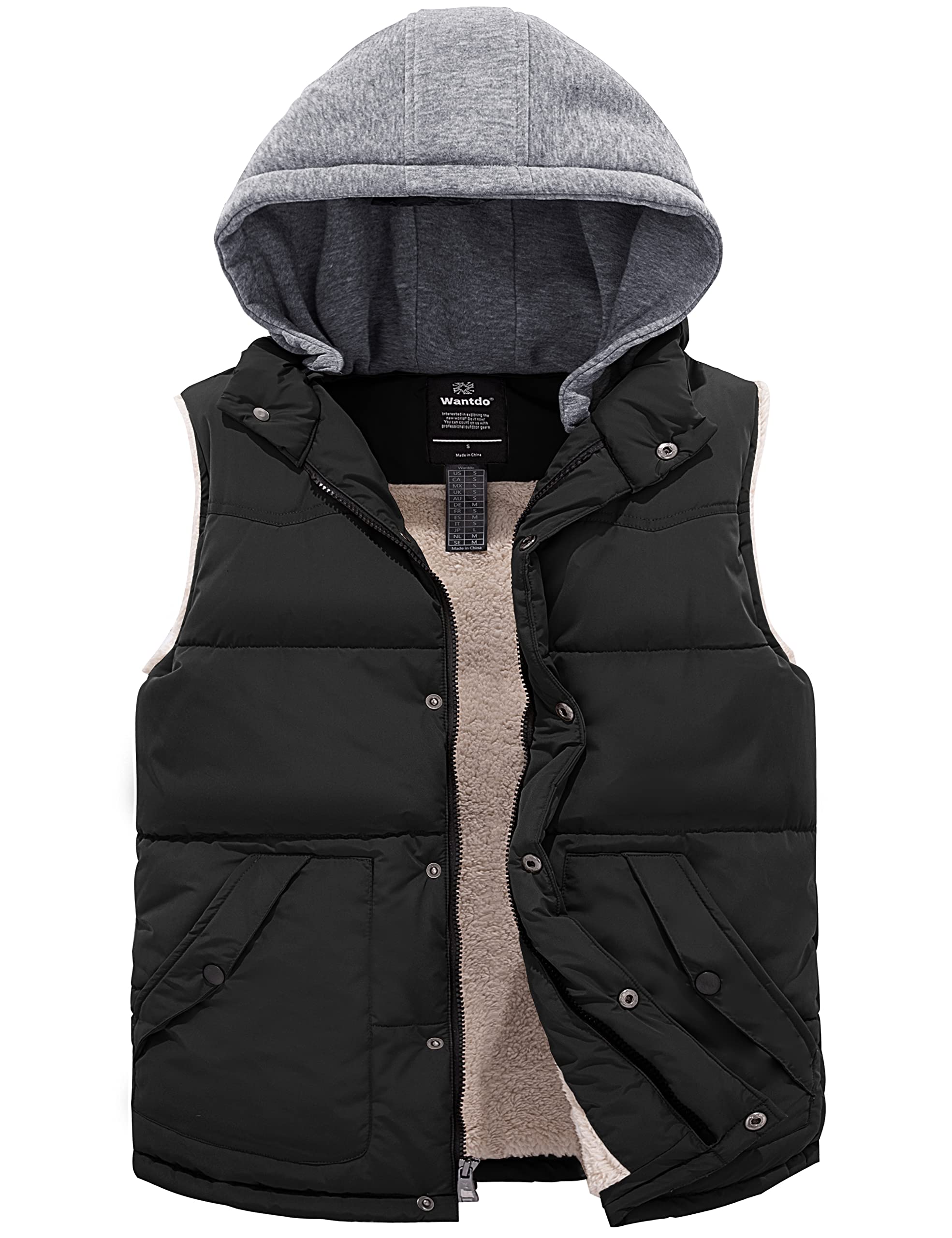 Wantdo Men's Lightweight Hooded Puffer Vest - Winter Warm Quilted Jacket for Outdoor Activities, Hiking & Casual Wear