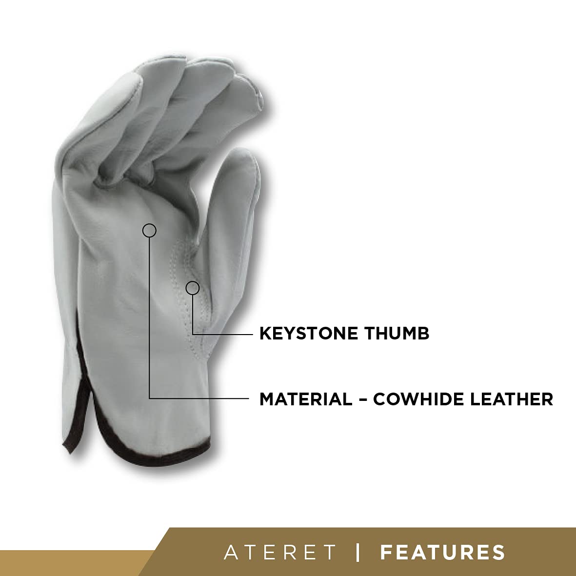 12 Pairs Heavy Duty Cowhide Leather Work Gloves - Durable for Truck Driving, Warehouse, Gardening & Outdoor Use - ATERET