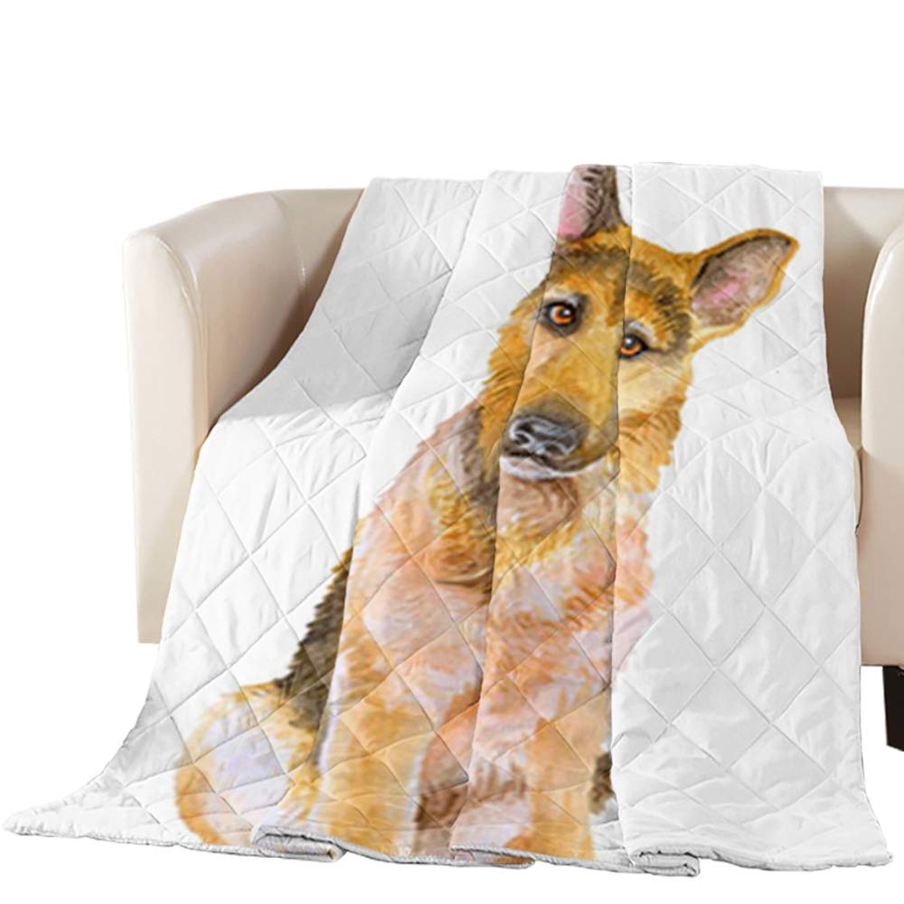 LEO BON Quilted Dog Blanket - Soft Microfiber Pet Throw for Bed & Couch - Watercolor Cartoon Style - All Season Cozy Blanket 82x85 Inch - Perfect for Napping & Lounging