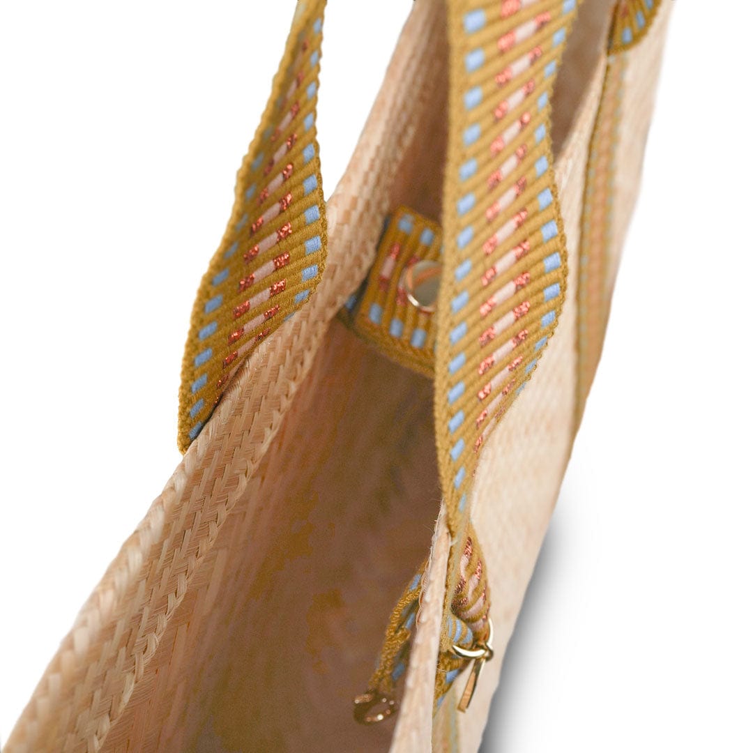 Eco-Friendly Bamboo Vegan Medium Tapered Tote Bag with Copper Stripe - Perfect for Grocery Shopping, Beach Trips & Daily Errands