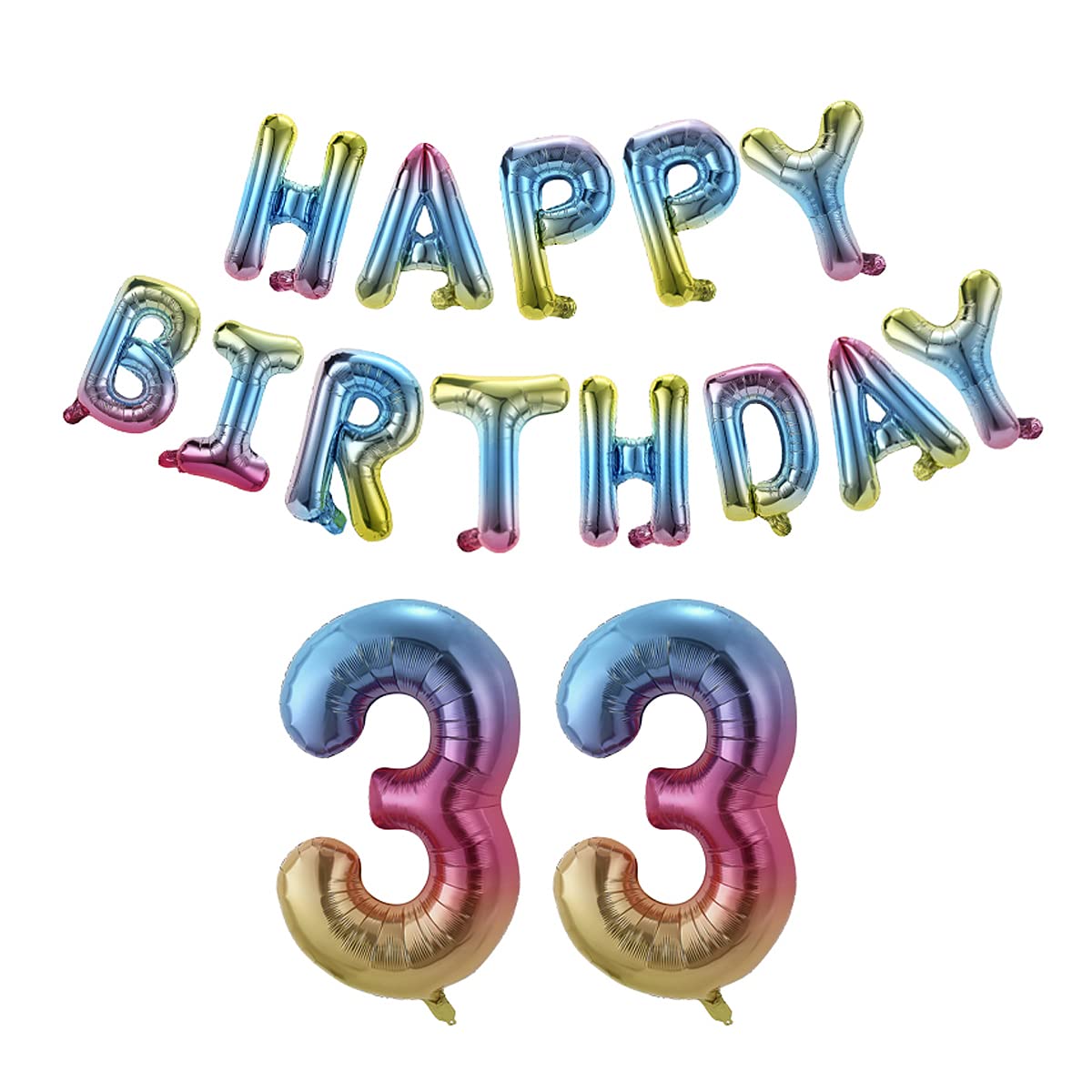40 Inch Happy Birthday Number 33 Banner & Balloons - Rainbow Gradient Foil Balloon Decor for Men & Women | 33rd Birthday Party Supplies | Perfect for Milestone Celebrations, Anniversary Decorations & Festive Events