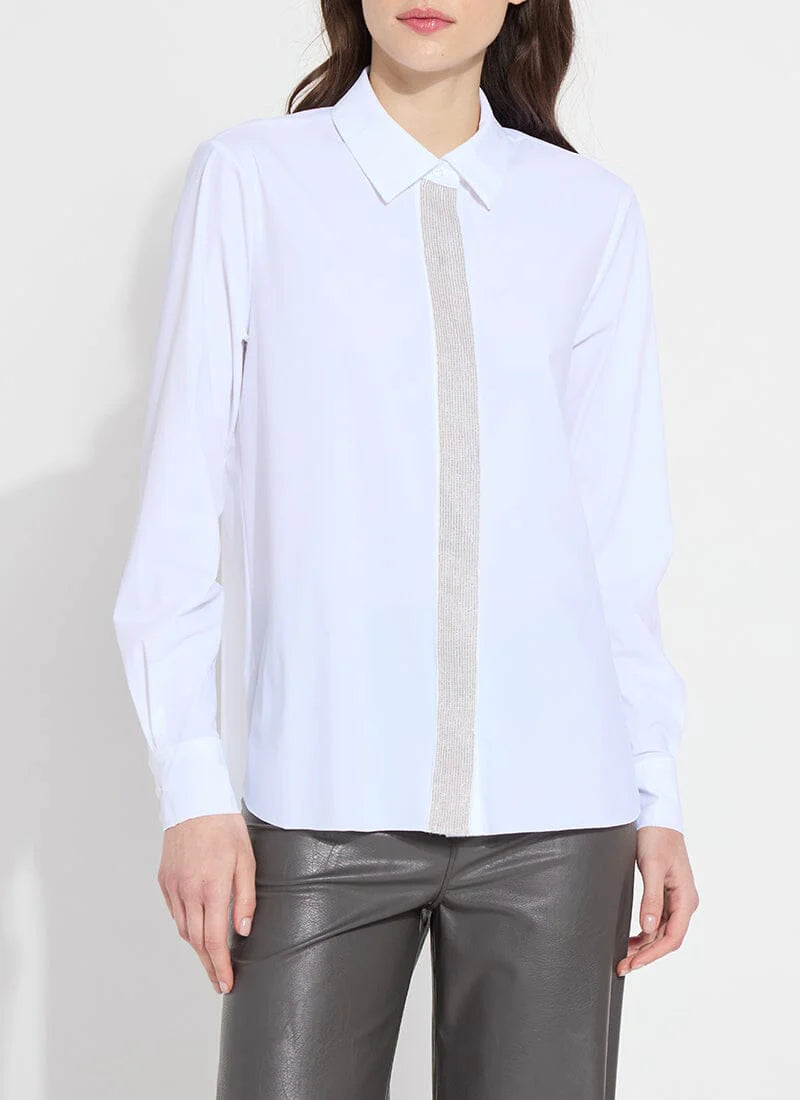 Connie Micro Beaded Shirt for Women - Elegant White Blouse with Beaded Details | Perfect for Parties, Weddings & Special Occasions
