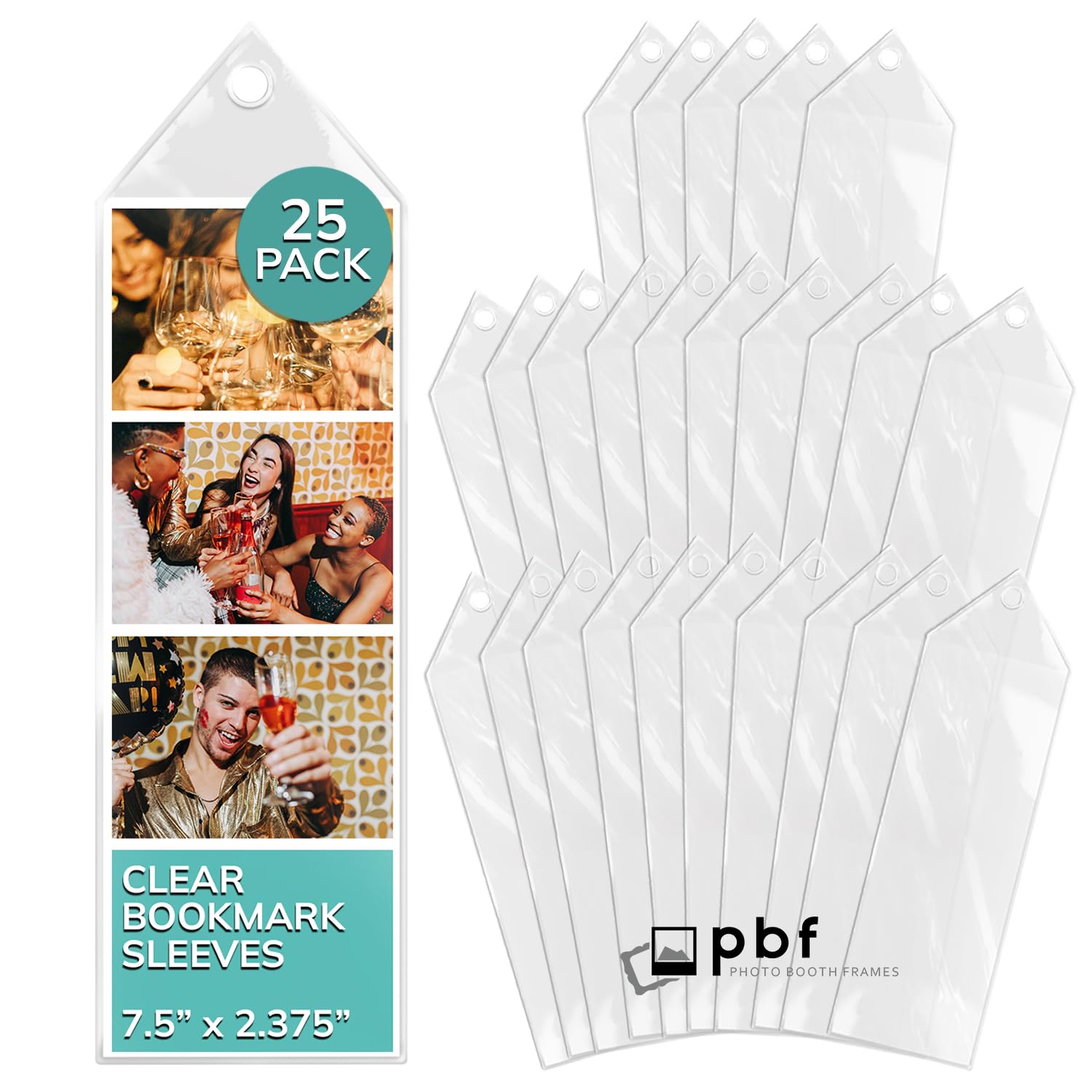 Clear Vinyl Bookmark Sleeves for Shutterbooth Photos - 25-Pack | DIY Photo Strip Holders for Scrapbooking & Crafting | Personalized Clear Bookmarks for Wedding, Party & Event Memories