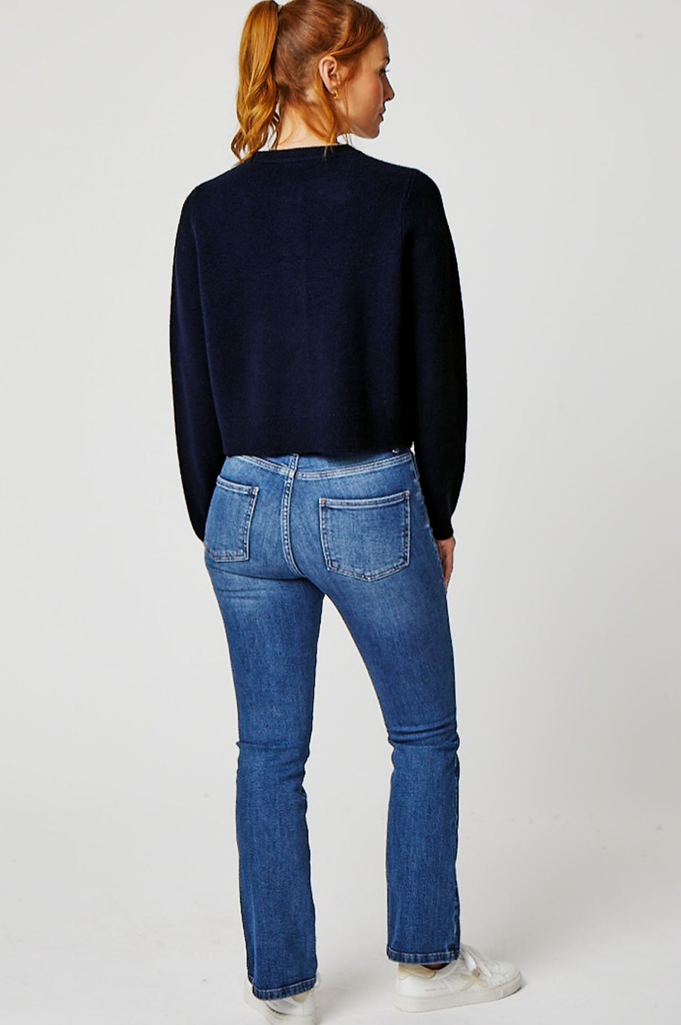 Premium Merino Wool Brittany Cardigan for Women - Soft & Warm Navy Blue Sweater - Perfect for Fall, Winter & Cozy Evenings