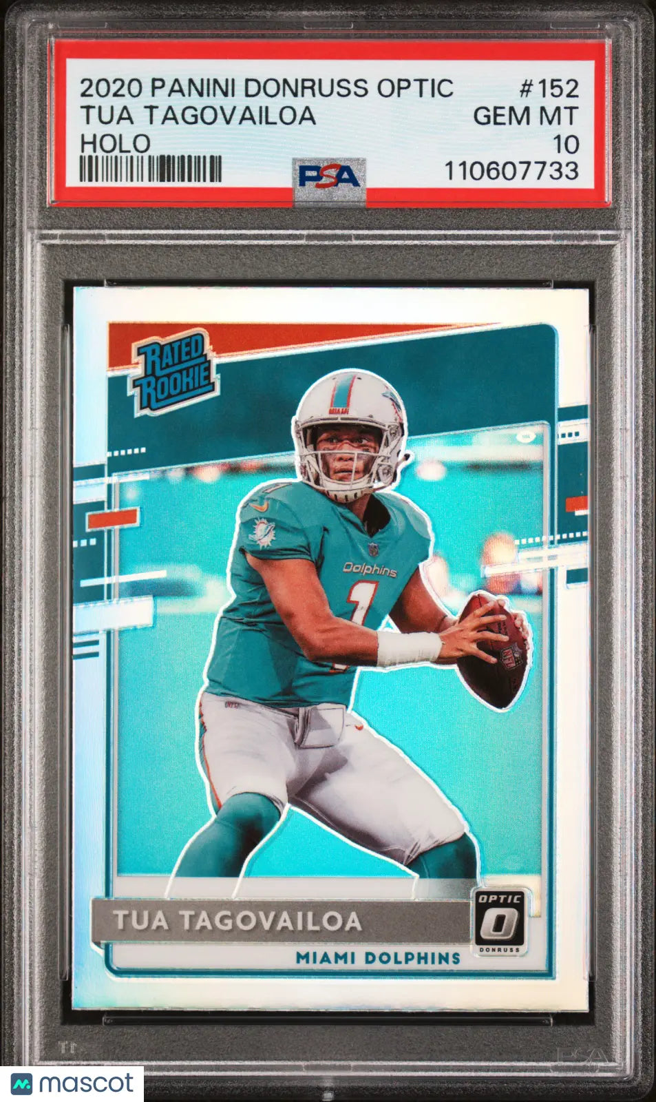 2020 Panini Donruss Optic Football Tua Tagovailoa Rated Rookie Holo PSA 10 Gem Mint - Rare Collectible Trading Card for Sports Memorabilia & Investment