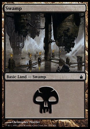 Magic The Gathering - Swamp (296) Full Art Land Card - Ravnica Set for MTG Deck Building & Strategy Games