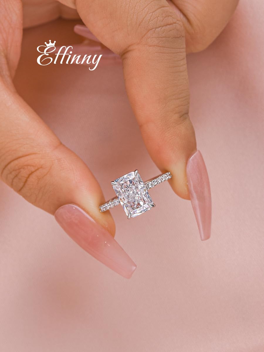 3.5/7.0 Carat Radiant Cut Simulated Diamond Engagement Ring for Women - 925 Sterling Silver Wedding Promise Ring - Perfect for Proposals, Anniversaries & Special Occasions