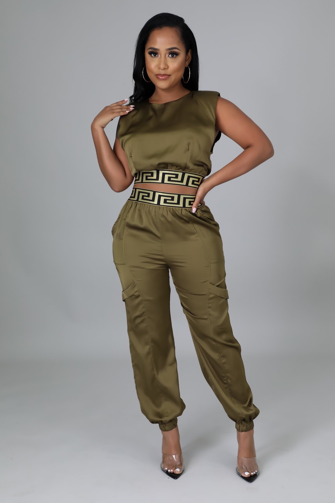 Daija Women's Pant Set - Olive Green Casual Outfit for Lounge, Travel & Everyday Wear | Comfortable & Stylish Two-Piece Set