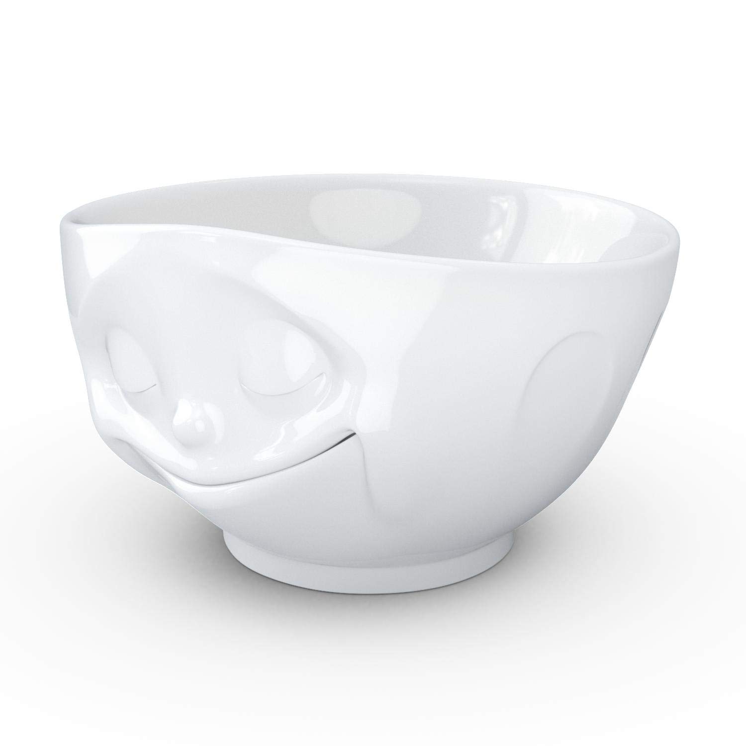 FIFTYEIGHT PRODUCTS Happy Face Porcelain Bowl - 16 oz White Cereal & Soup Serving Bowl, Durable Dish for Breakfast, Dessert, or Snacks - Single Piece